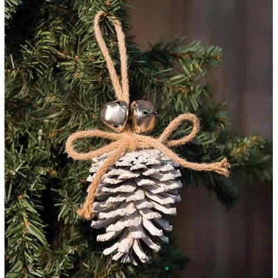 Homegifo White Glitter Pinecone Ornament 5" In Multi
