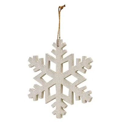 Homegifo White Glitter Snowflake Ornament In Neutral