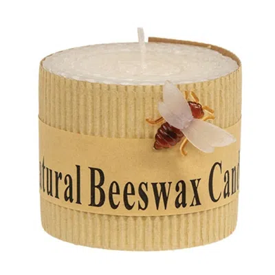 Homegifo White Honeycomb Bee Charm Pillar Candle 2.5" X 2" In Neutral