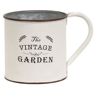 Homegifo White Metal Vintage Garden Mug