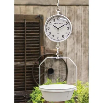 Homegifo White Vintage Hanging Scale W/clock