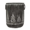 Homegifo White Washed Metal Tree Container 9.5" X 7.25"