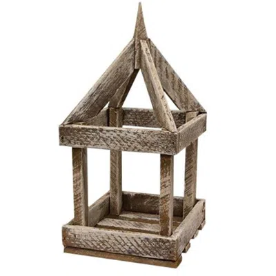 Homegifo Whitewashed Lath Open Air Lantern 16"