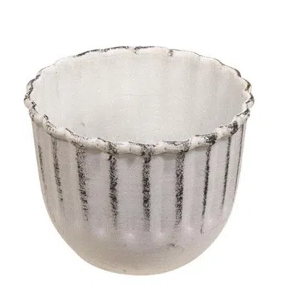 Homegifo Whitewashed Metal Fluted Candle Cup