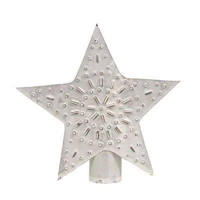 Homegifo Whitewashed Star Tree Topper 5" In Metallic