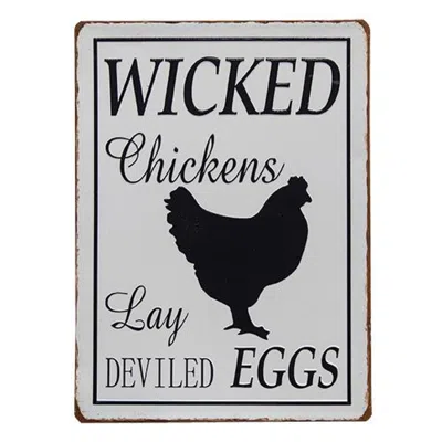 Homegifo *wicked Chickens Plaque In Gray