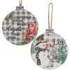 Homegifo *winter Buffalo Check Wood Ornament 2 Asstd.