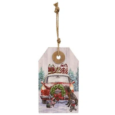 Homegifo *winter Old Fashioned Car Wooden Tag In Multi