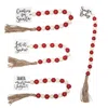 Homegifo *winter Phrases Tassel Garland W/red/wht Beads 4 Asstd.