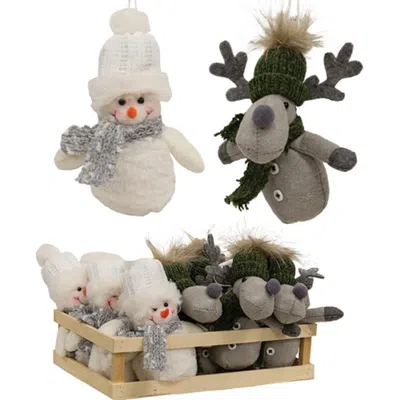 Homegifo Winter Snowman Or Reindeer Ornament 2 Asstd. In Multi