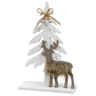 Homegifo Winter Tree And Deer Cutout Wood Sitter In Multi