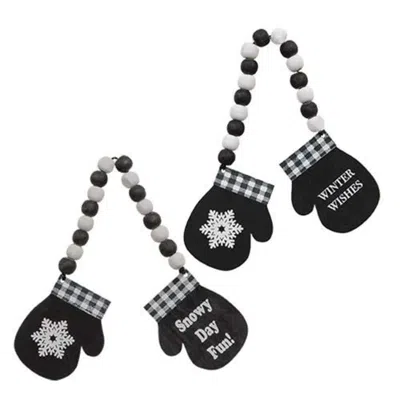 Homegifo *winter Wishes Hanging Mittens 2 Asstd. In Black