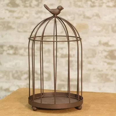 Homegifo Wire Bird Cage In Brown