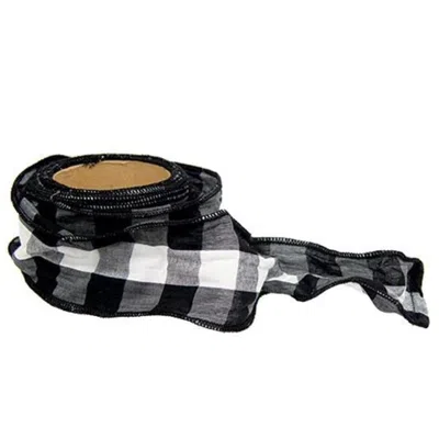 Homegifo *wired Black & White Buffalo Check Ribbon 3" X 9 Yds. In Multi