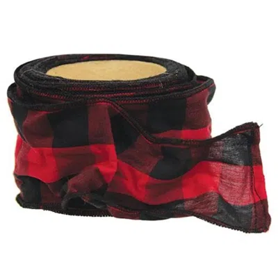 Homegifo *wired Red & Black Buffalo Check Ribbon 3" X 9 Yds.