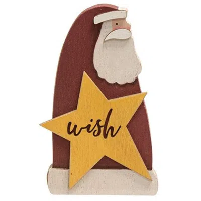 Homegifo *wish Santa Wooden Sitter In Burgundy