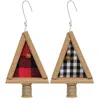Homegifo *wood & Plaid Felt Christmas Tree Ornament 2 Asstd.