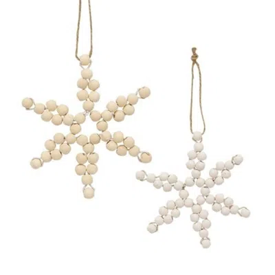 Homegifo Wood Bead Snowflake Ornament 2 Asstd. In Multi