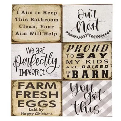 Homegifo Wood Block W/sayings Everyday Assortment In Blue