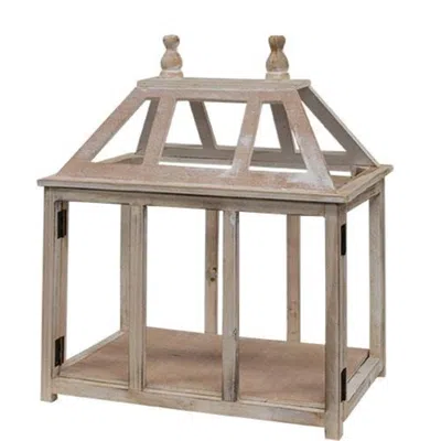 Homegifo Wood Frame House Lantern (2 Box Assembly) In Brown