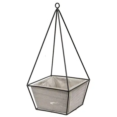 Homegifo Wood Plant Holder W/triangle Metal Frame In Gray