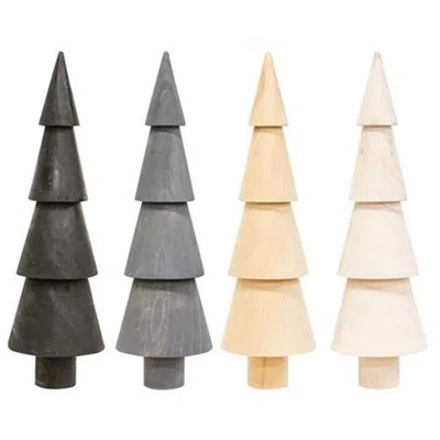 Homegifo Wood Spindle Tree 12"h 4 Asstd. In Multi