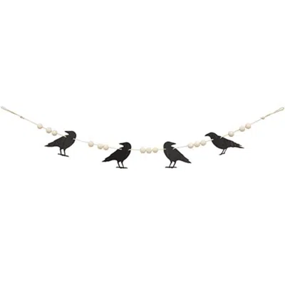 Homegifo Wooden Beaded Crow Mini Garland In Black