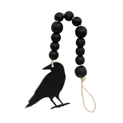 Homegifo Wooden Beaded Crow Ornament In Black