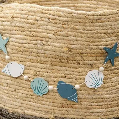 Homegifo Wooden Beaded Seashells Mini Garland In Blue