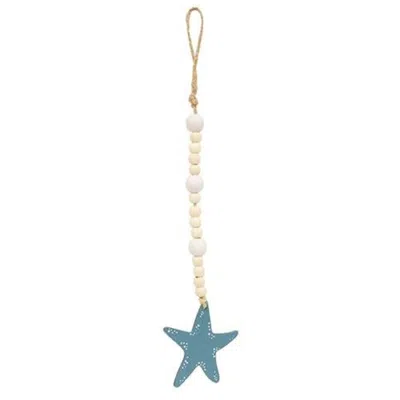 Homegifo Wooden Beaded Starfish Ornament In Blue