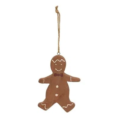 Homegifo Wooden Gingerbread Man Cookie Ornament In Brown