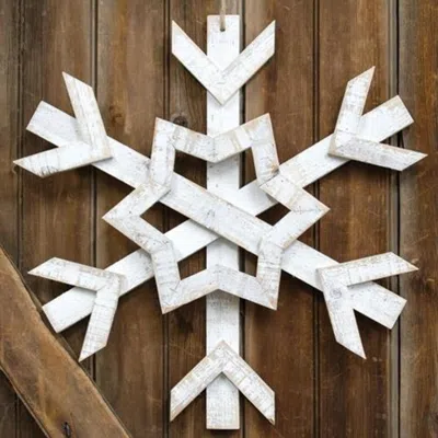 Homegifo Wooden Jumbo Snowflake 16" In White