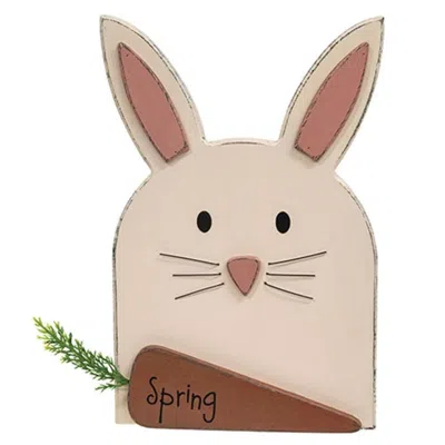 Homegifo Wooden Layered Bunny Head W/spring Carrot Easel In Neutral