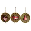 Homegifo *wooden Plaid Cutout Ornament 3 Asstd.