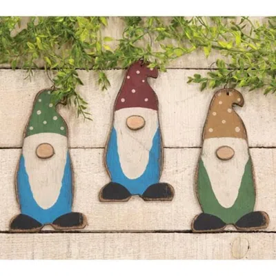 Homegifo *wooden Primitive Gnome Ornament 3 Asstd. In Multi