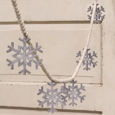 Homegifo Wooden Snowflake Bead Garland In Gray