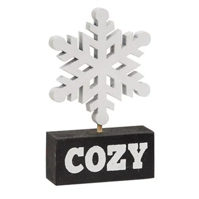 Homegifo Wooden Snowflake On "cozy" Base In Black