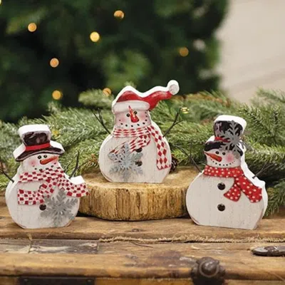 Homegifo Wooden Snowman Block 3 Asstd. In White