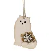 Homegifo Wooden Snowy Snowflake Cat Ornament