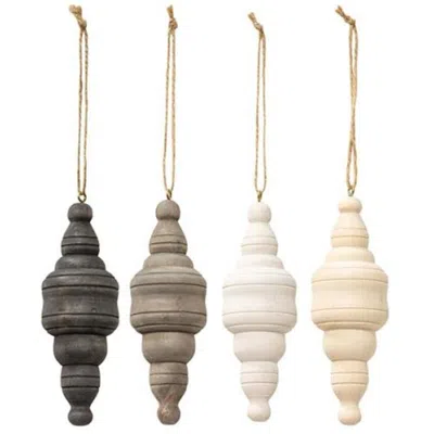 Homegifo *wooden Spindle Ornament 4 Asstd. In Black