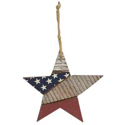 Homegifo Wooden Star Patriotic Flag Ornament In Blue