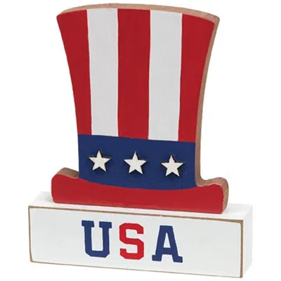Homegifo Wooden Usa Uncle Sam Hat Sitter In Red