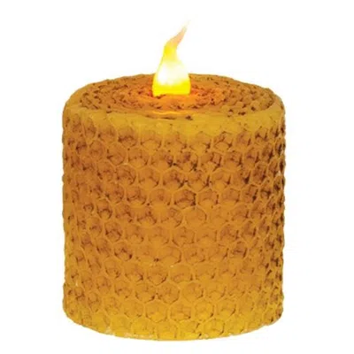 Homegifo Wrapped Honeycomb Led Votive 2" X 2" In Orange
