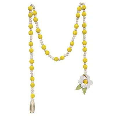 Homegifo Yellow & White Bead Garland W/flower Tag