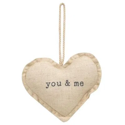 Homegifo You & Me Fabric Heart Ornament 2 Asstd. In Neutral