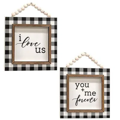 Homegifo *you + Me Beaded Buffalo Check Beaded Sign 2 Asstd. In Black