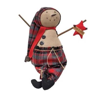 Homegifo Yule Plaid Snowman Doll In Multi