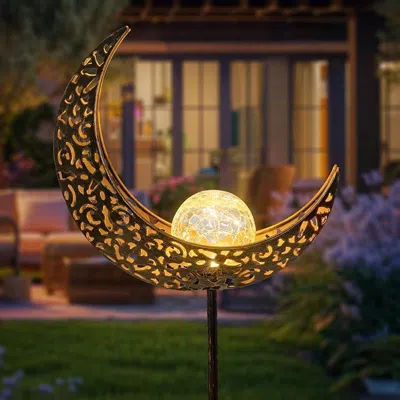 Homeimpro Moon Solar Lights Outdoor Garden Decor Gifts For Mom Women In Gold
