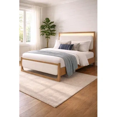 Homelegance Cascade Modern Upholstered Bed With Led Headboard Lighting In Brown