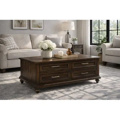 Homelegance Ophelia 48" Coffee Table In Dark Brown Wood;brown Wood